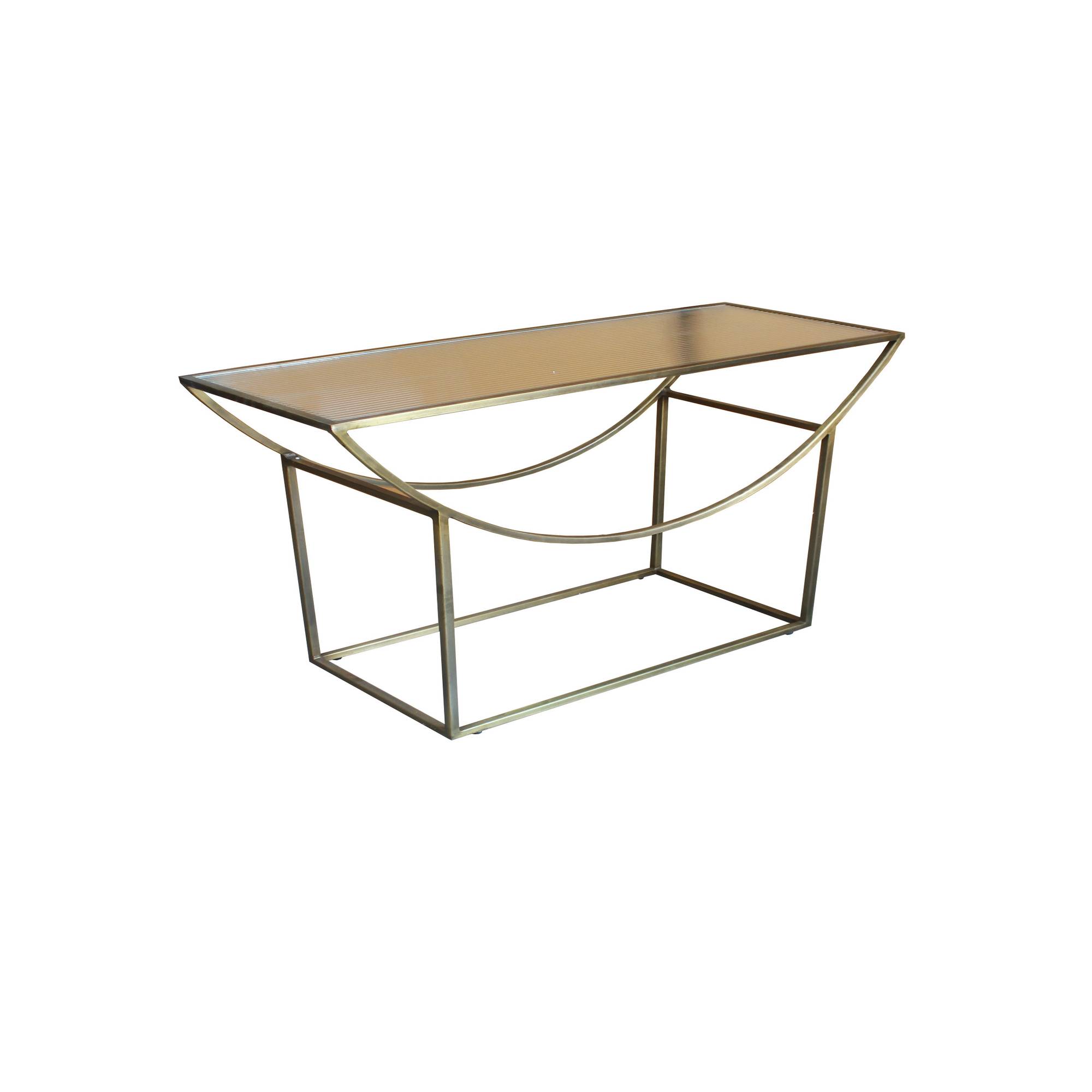 Console en métal doré et verre Léa