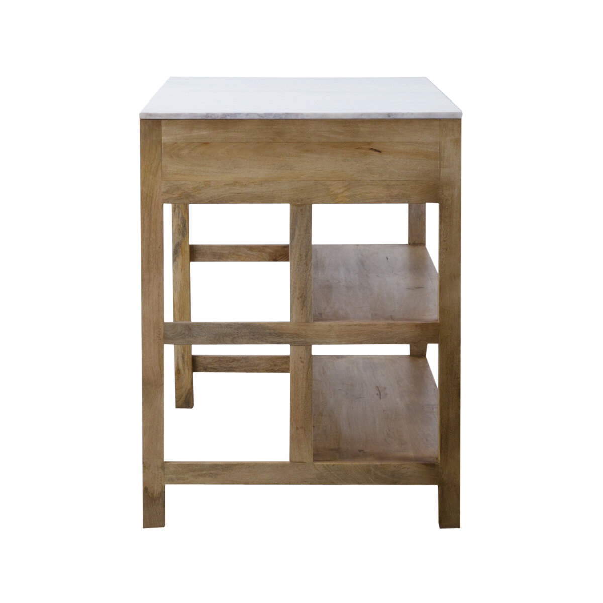 Ilot central en bois de manguier et marbre blanc Louisa