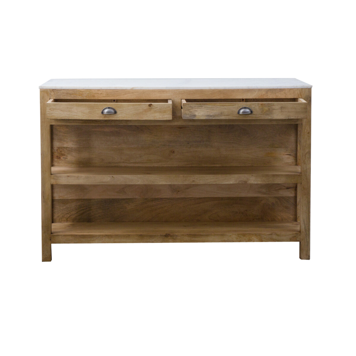 Ilot central en bois de manguier et marbre blanc Louisa