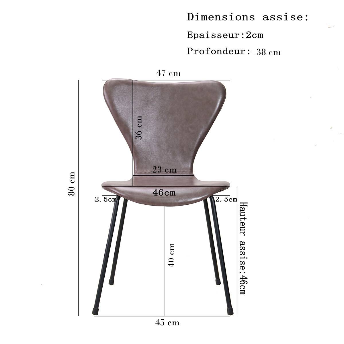 Chaise en cuir marron foncé Honorine (lot de 2)