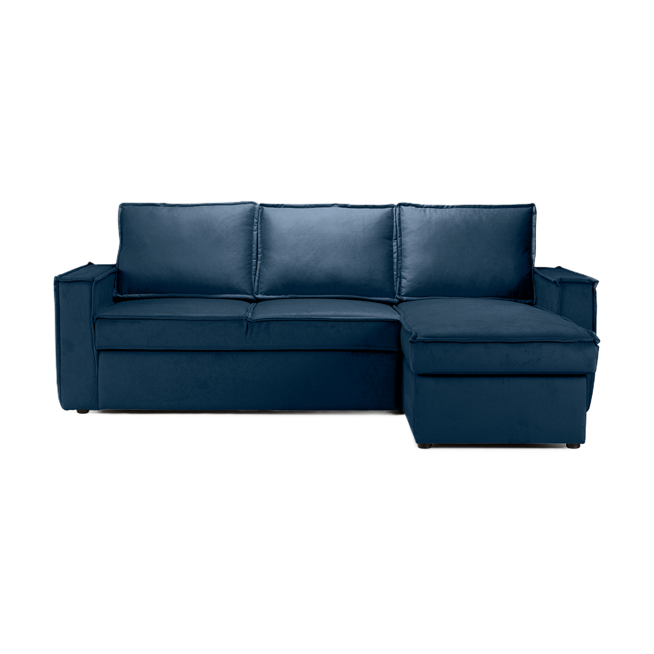 Canapé d'angle droit convertible 4 places en tissu bleu Paris