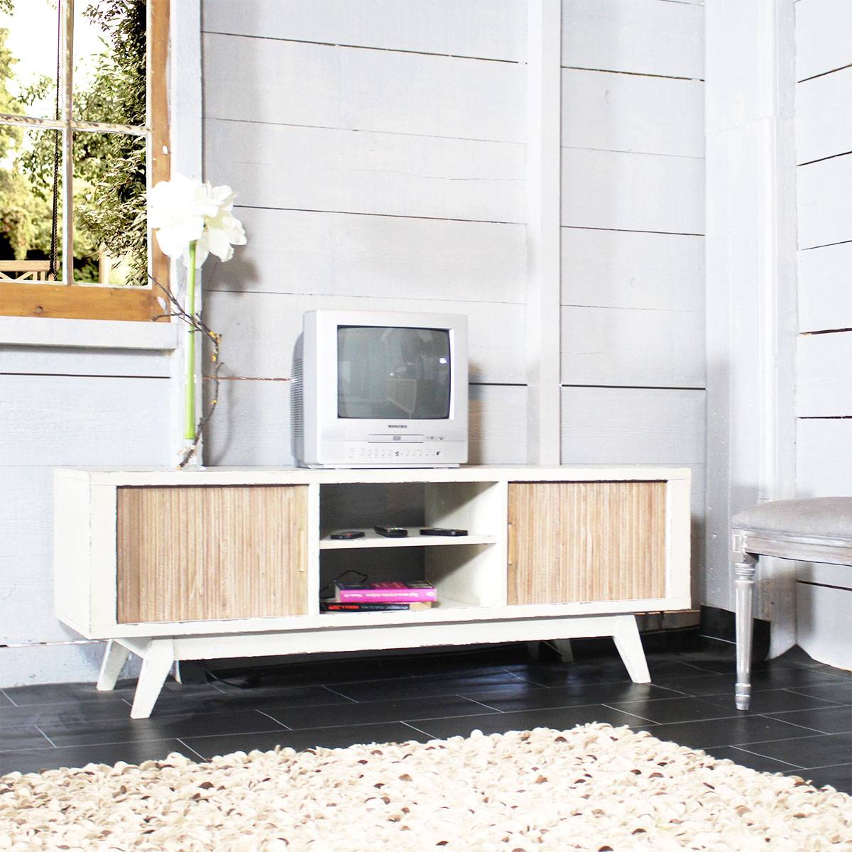 Meuble TV 2 portes coulissantes