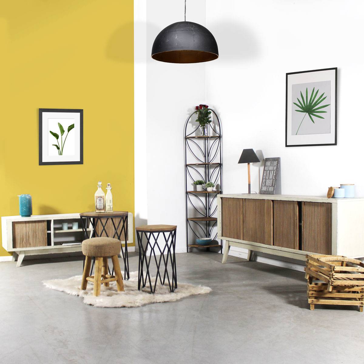 meuble tv blanc marron