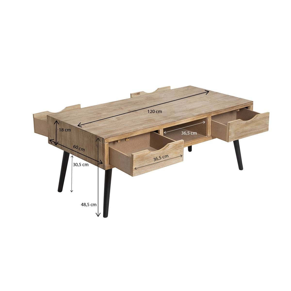 Table basse en bois de sapin Natural