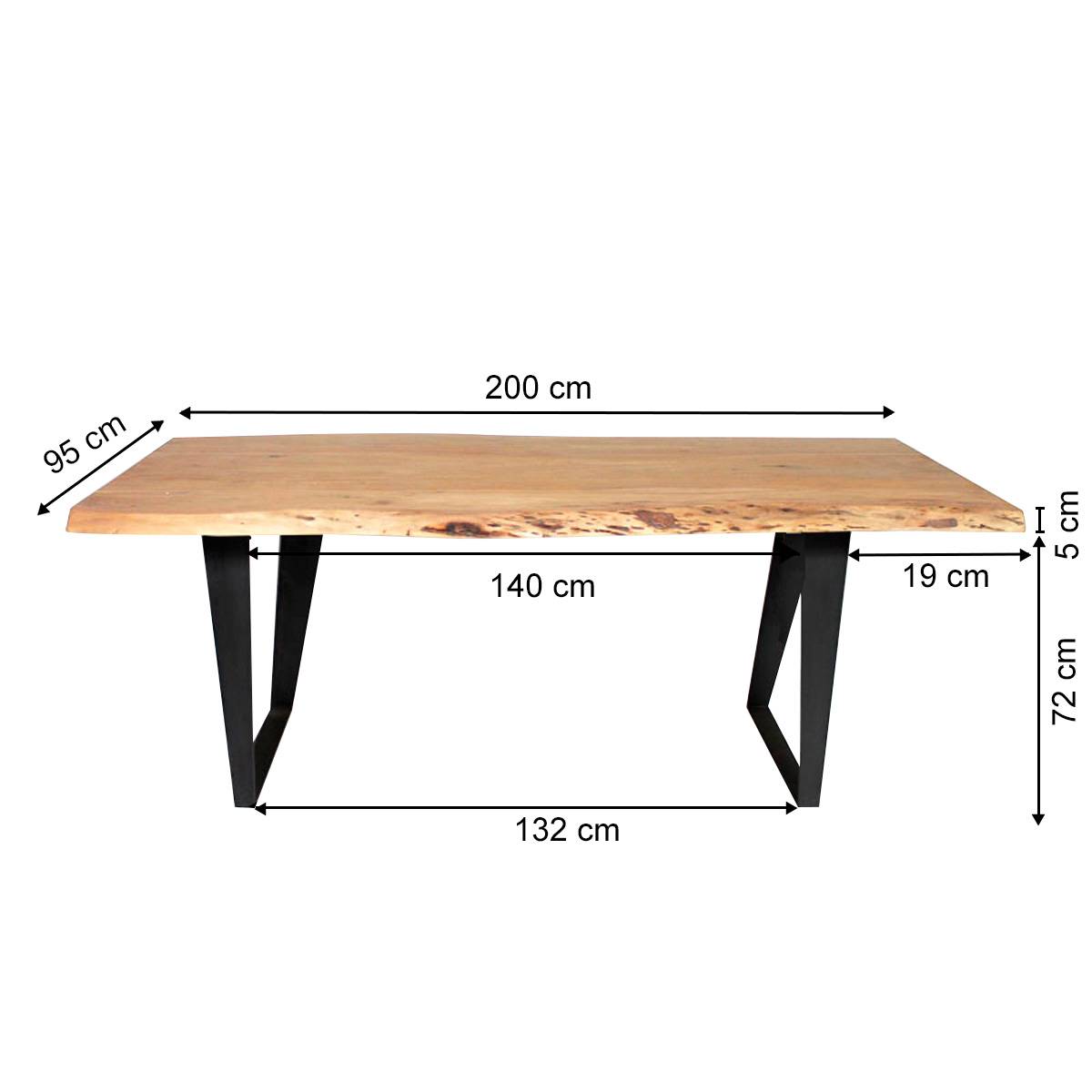 Table à manger en bois d'acacia Tree 200 cm