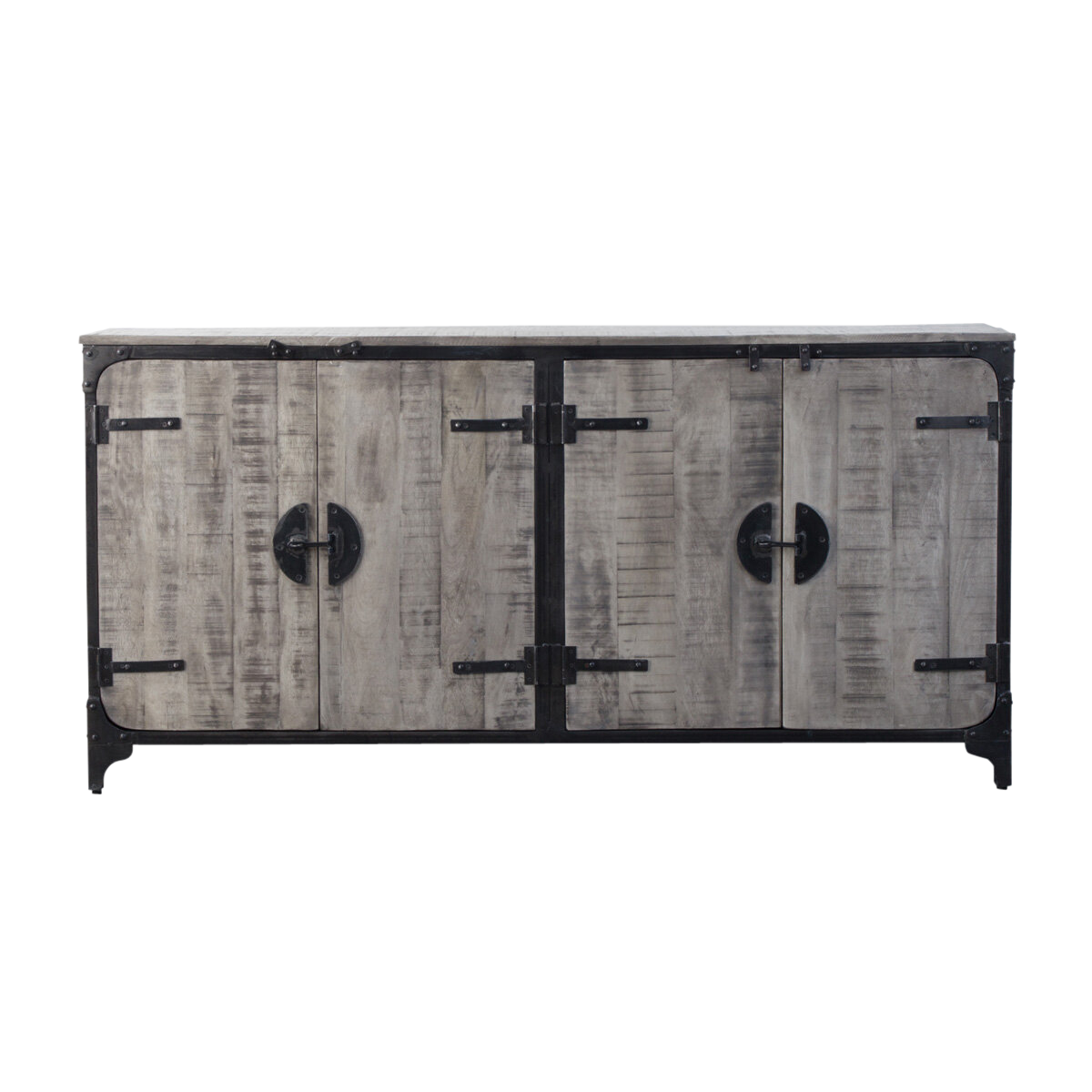 buffet bois gris contour métal