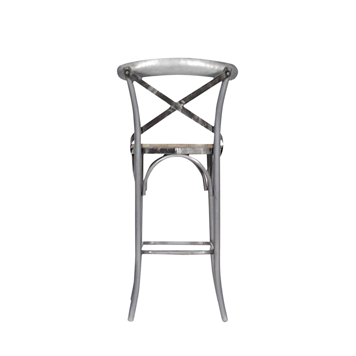 Tabouret de bar en métal gris et assise en bois de manguier gris Grey