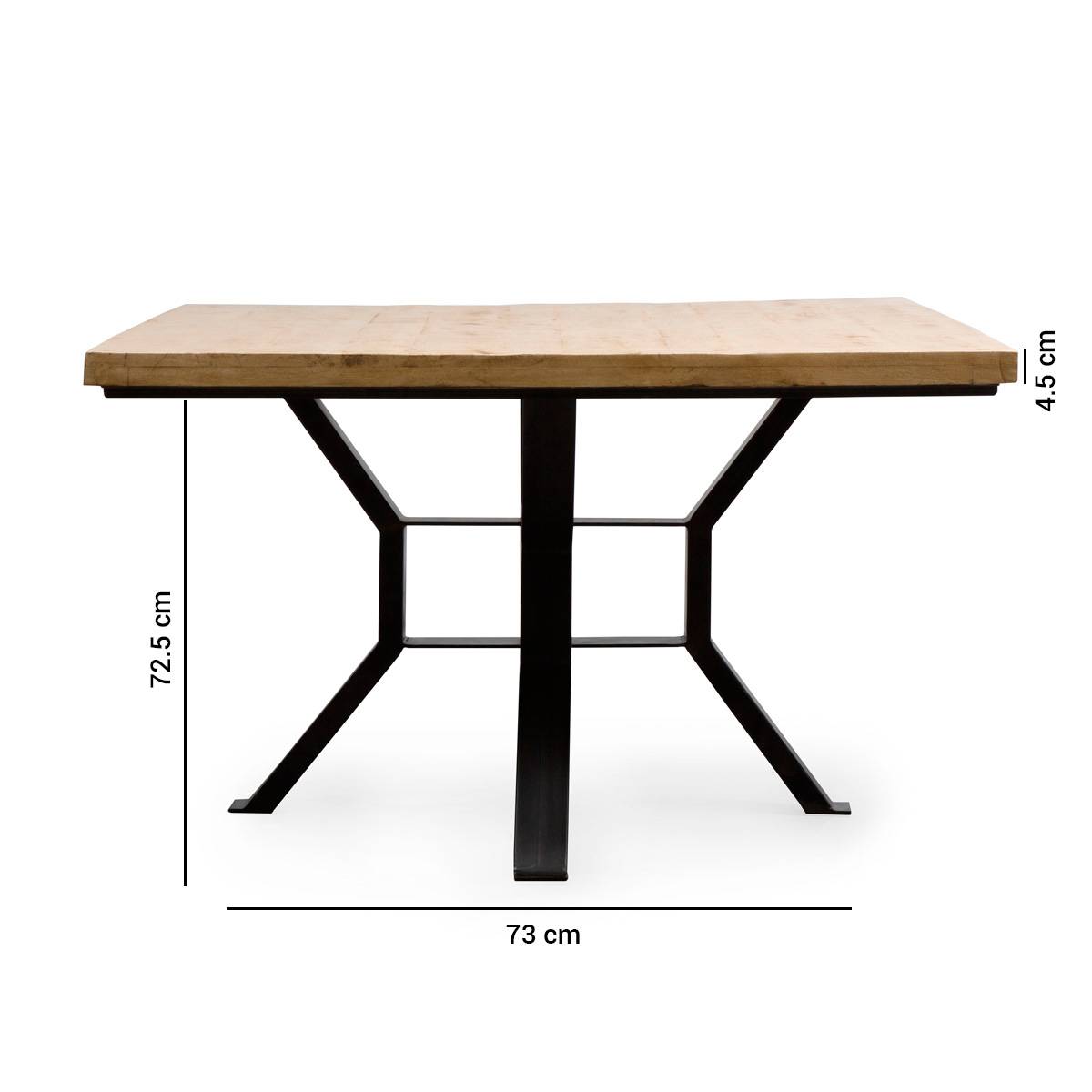Table à manger carrée en bois de manguier et métal Opposite