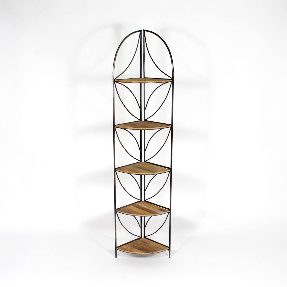 Étagère en angle bois et métal vieux pin