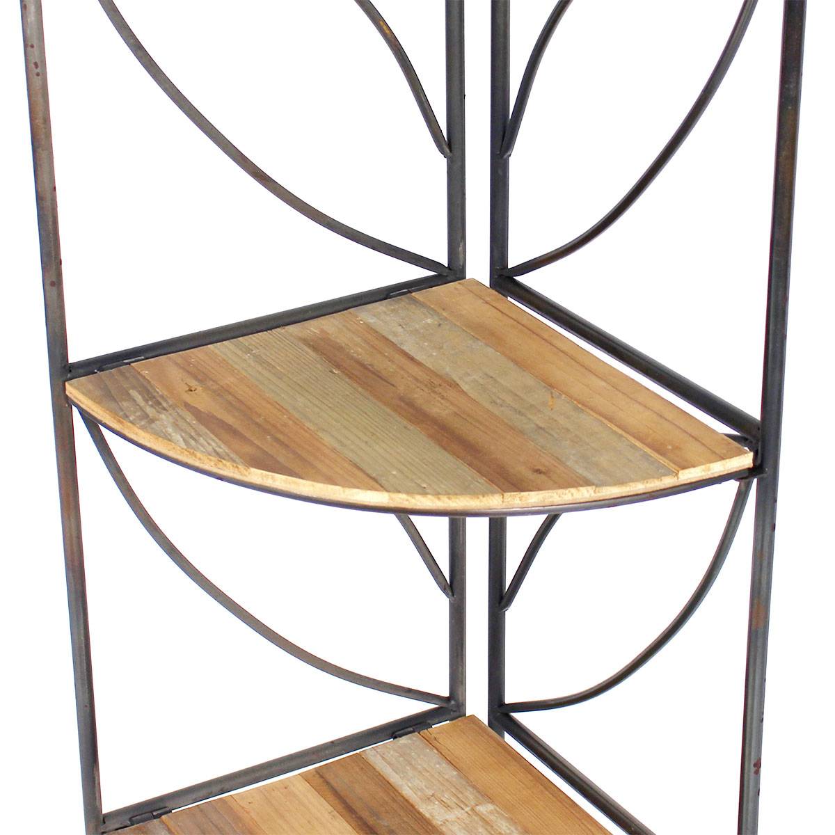 Étagère en angle bois et métal 