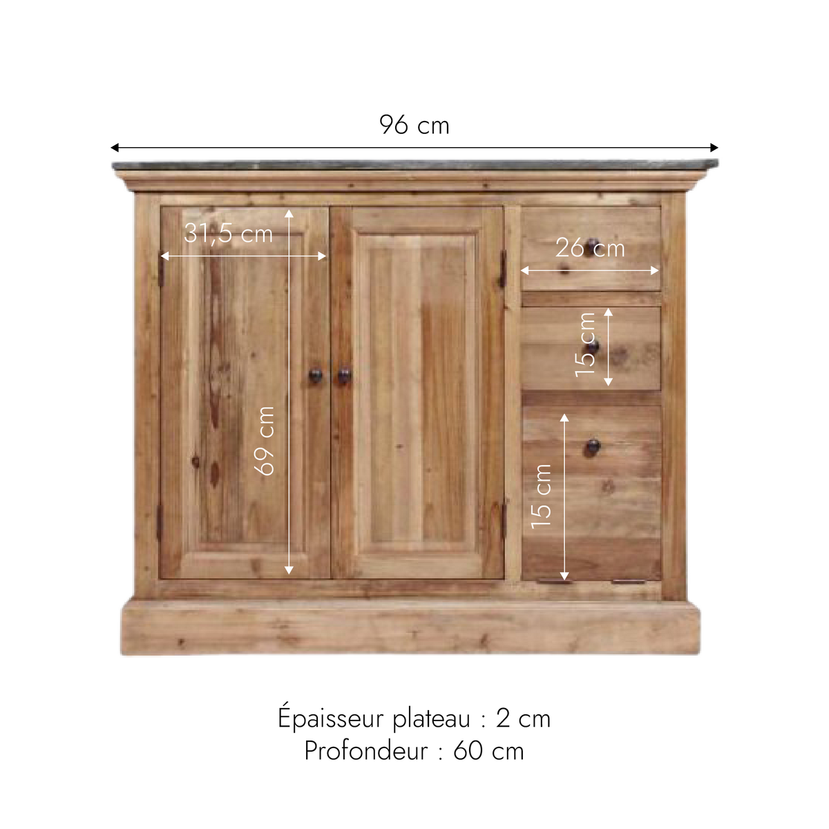 Meuble de salle de bain en bois recyclé April