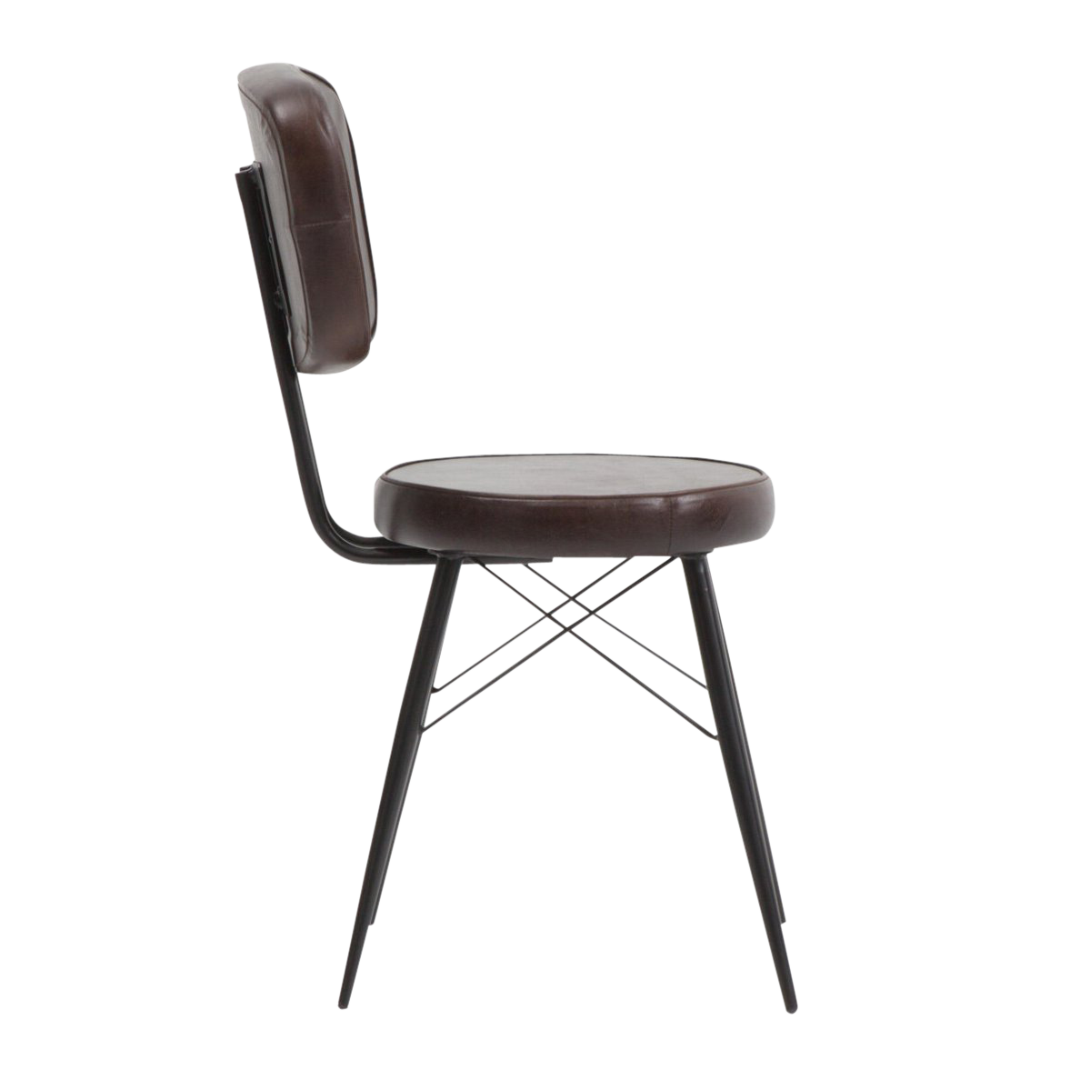 chaise en métal et cuir noir