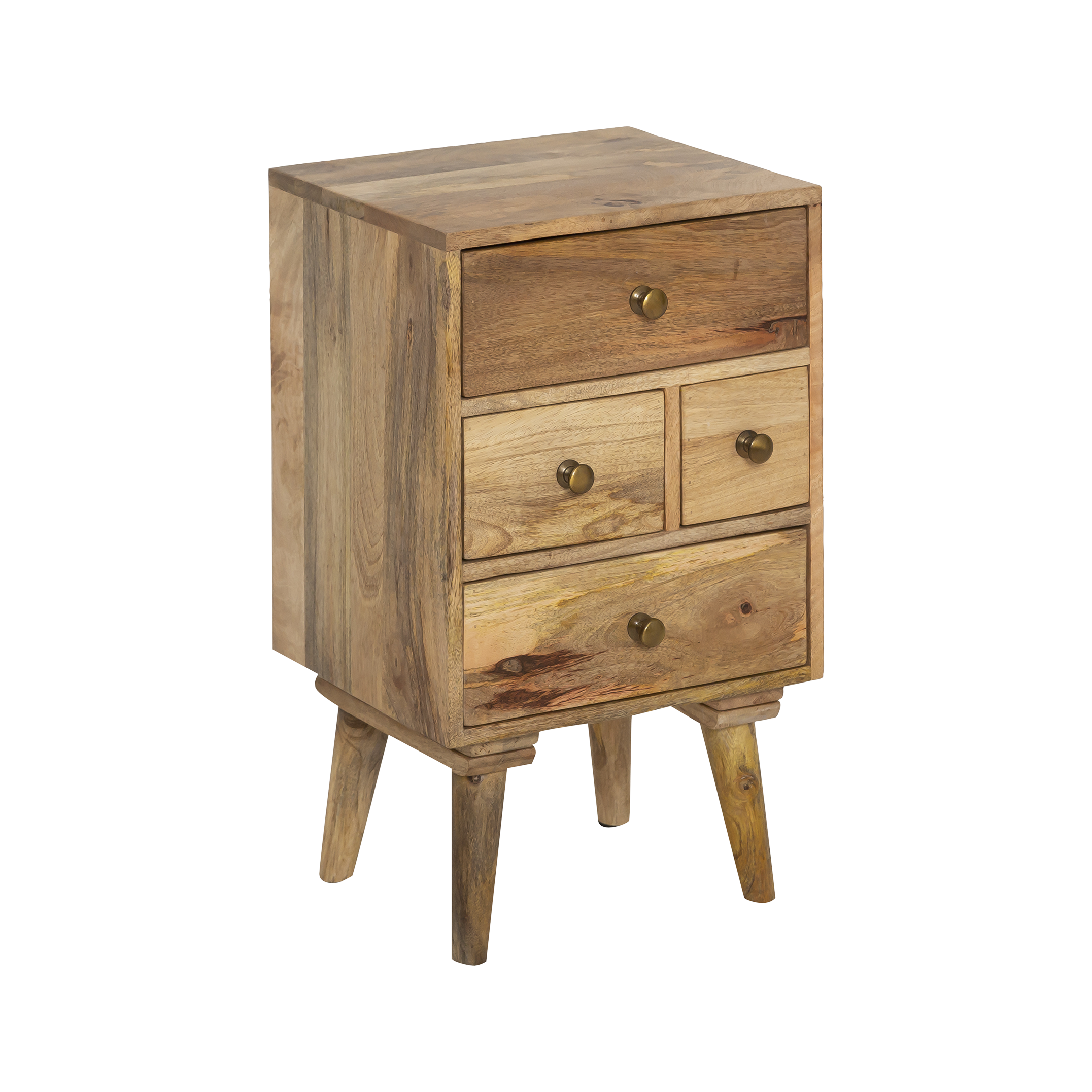 Table de chevet en bois de manguier 4 tiroirs Maëva