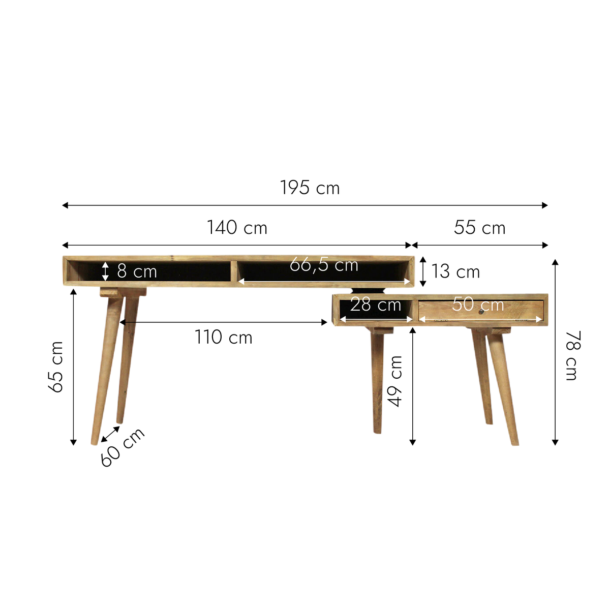 Bureau en bois recyclé pivotant Henri