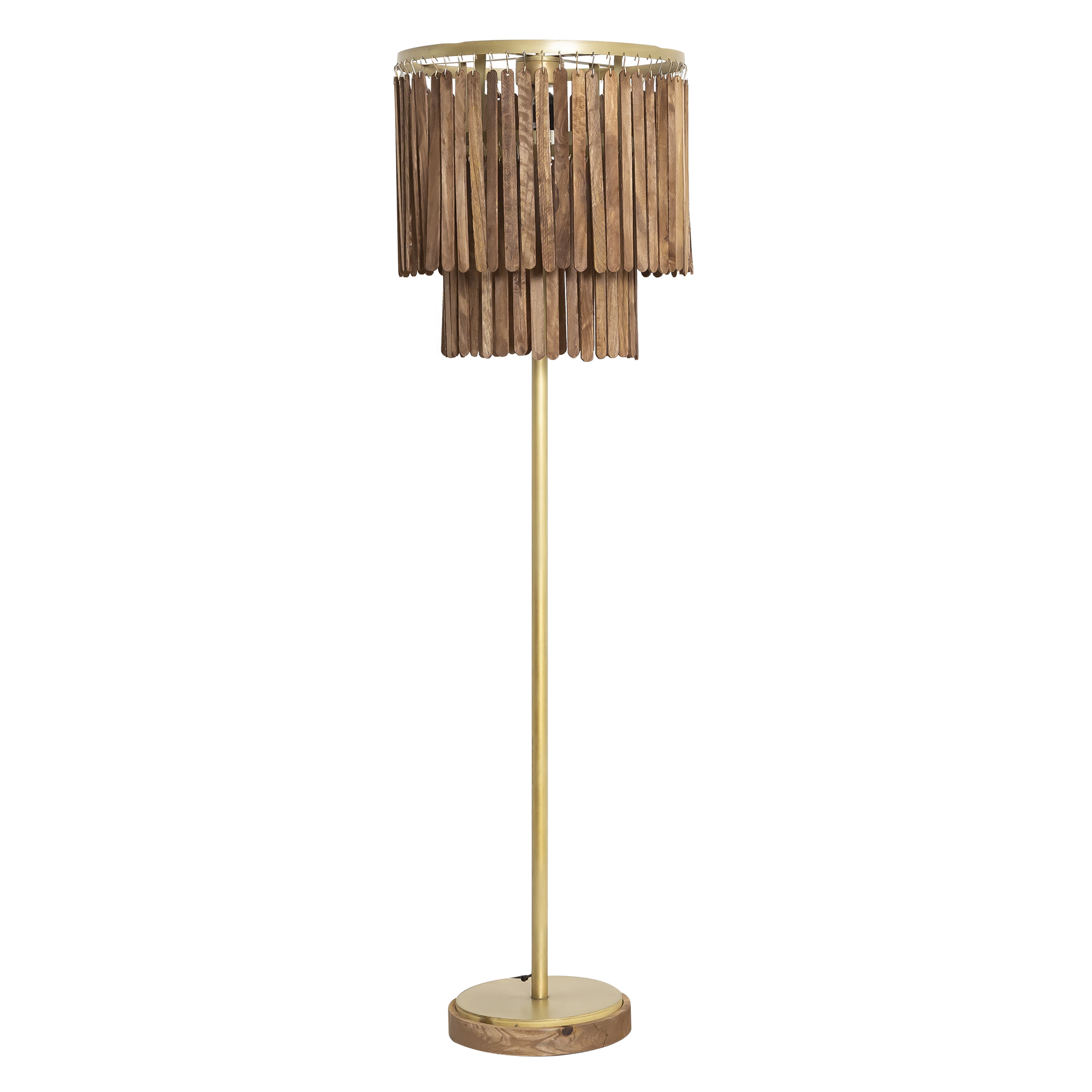 Lampe sur pied en bois de manguier et métal Shirine