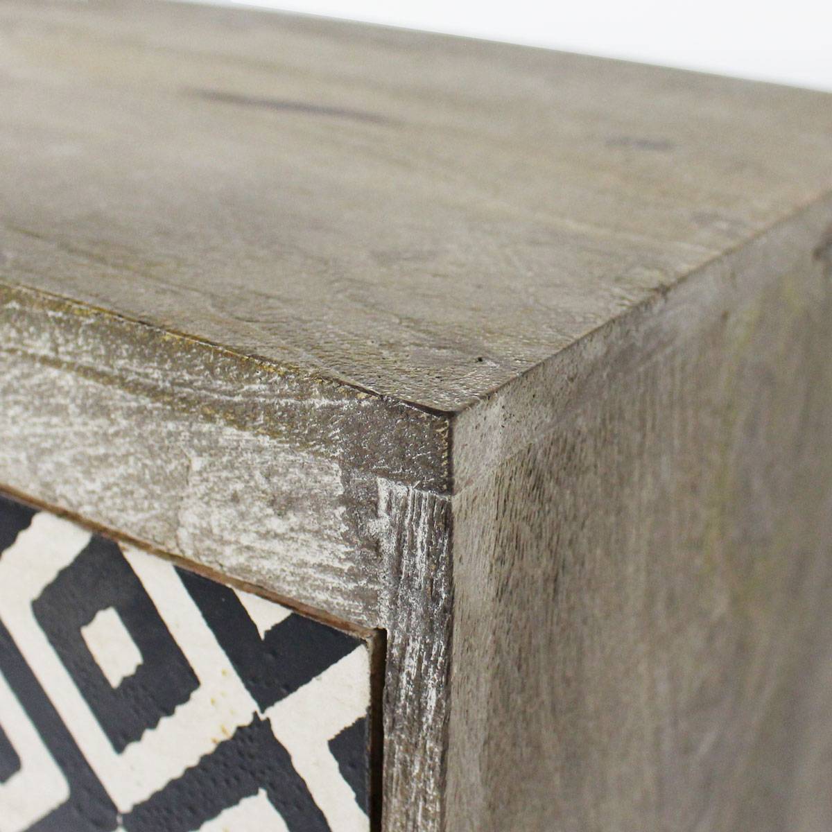 Chevet industriel patchwork bois grisé