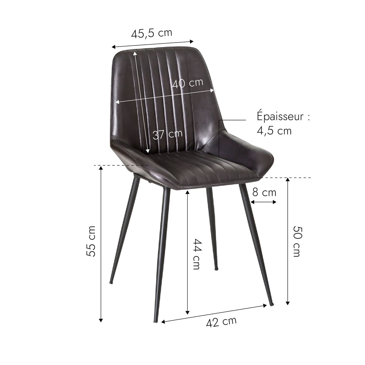 Chaise en cuir noir et métal Sally (lot de 2)