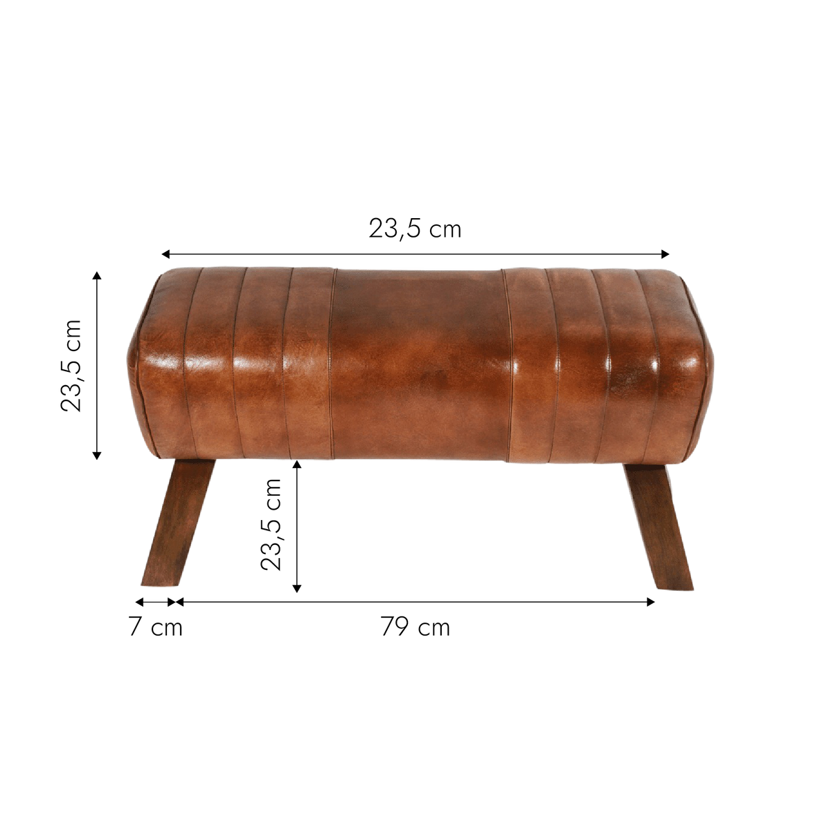 Banc de cheval en cuir marron Lisa