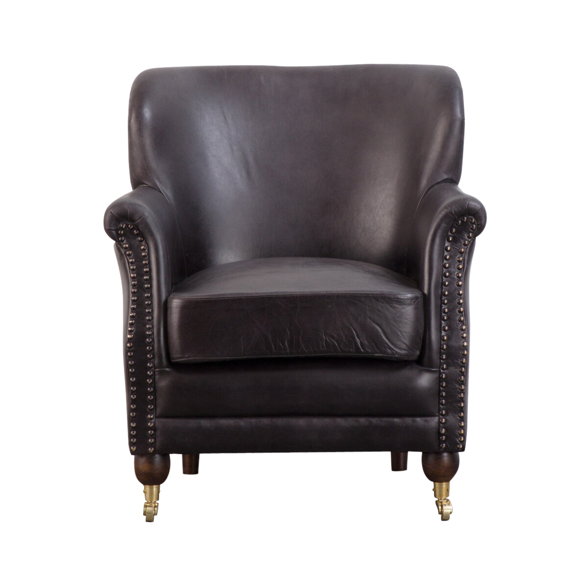 fauteuil vintage cuir noir et or