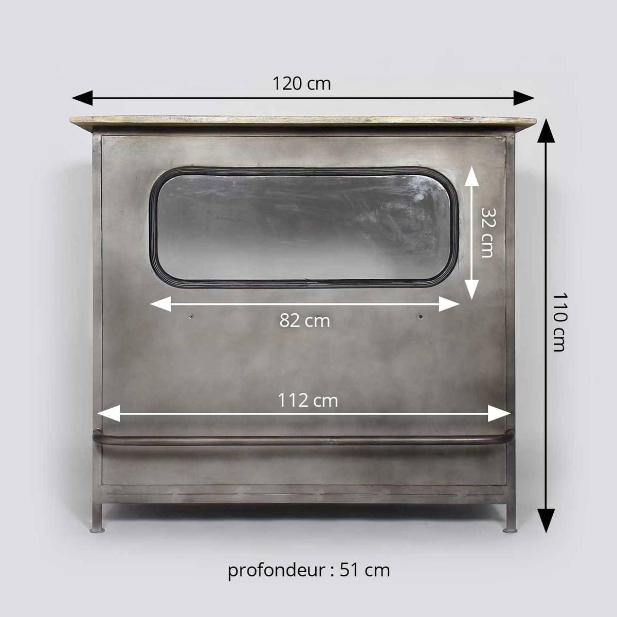 Meuble bar en métal gris Arsène
