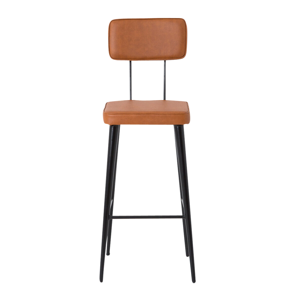 Tabouret de bar en cuir marron et métal noir Victor