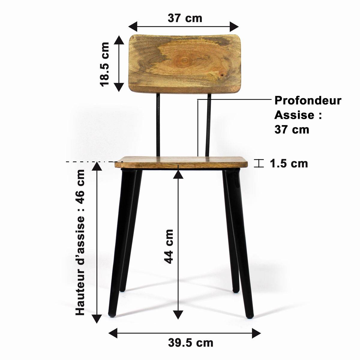 Chaise en bois de manguier Victoire (lot de 2)