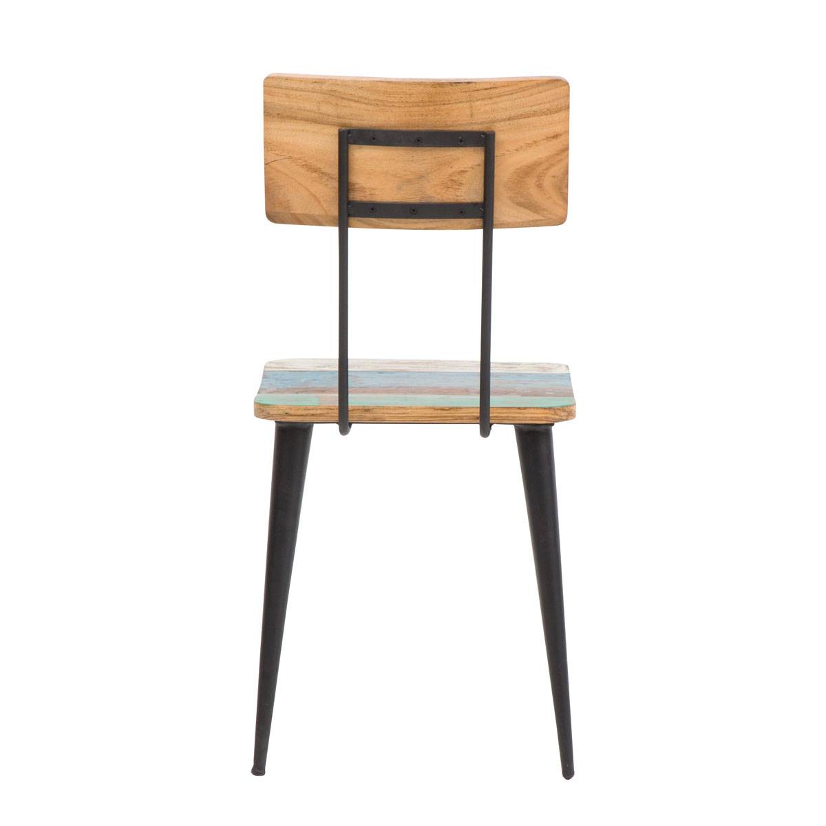 chaise bois coloré et métal