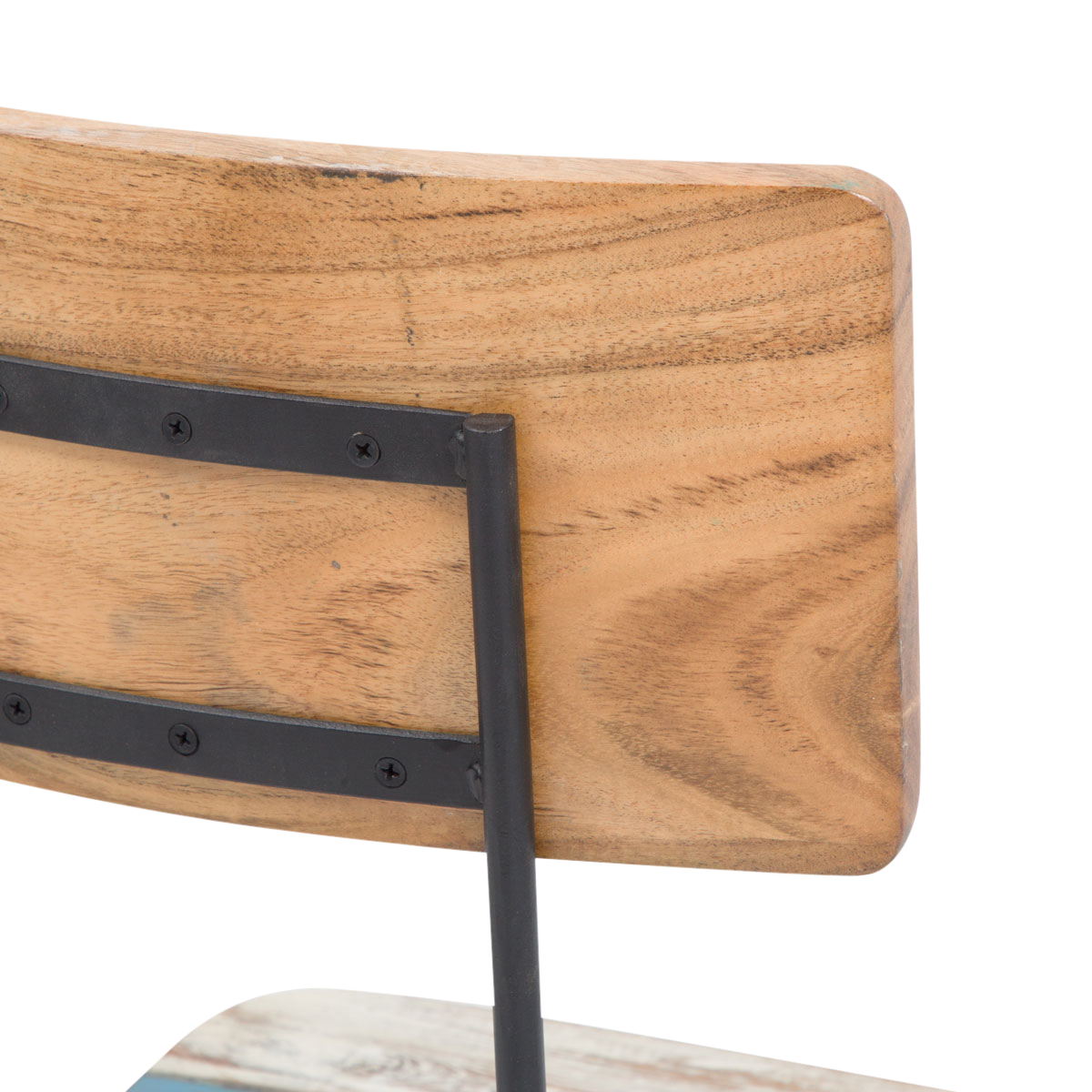 chaise bois coloré et métal industrielle