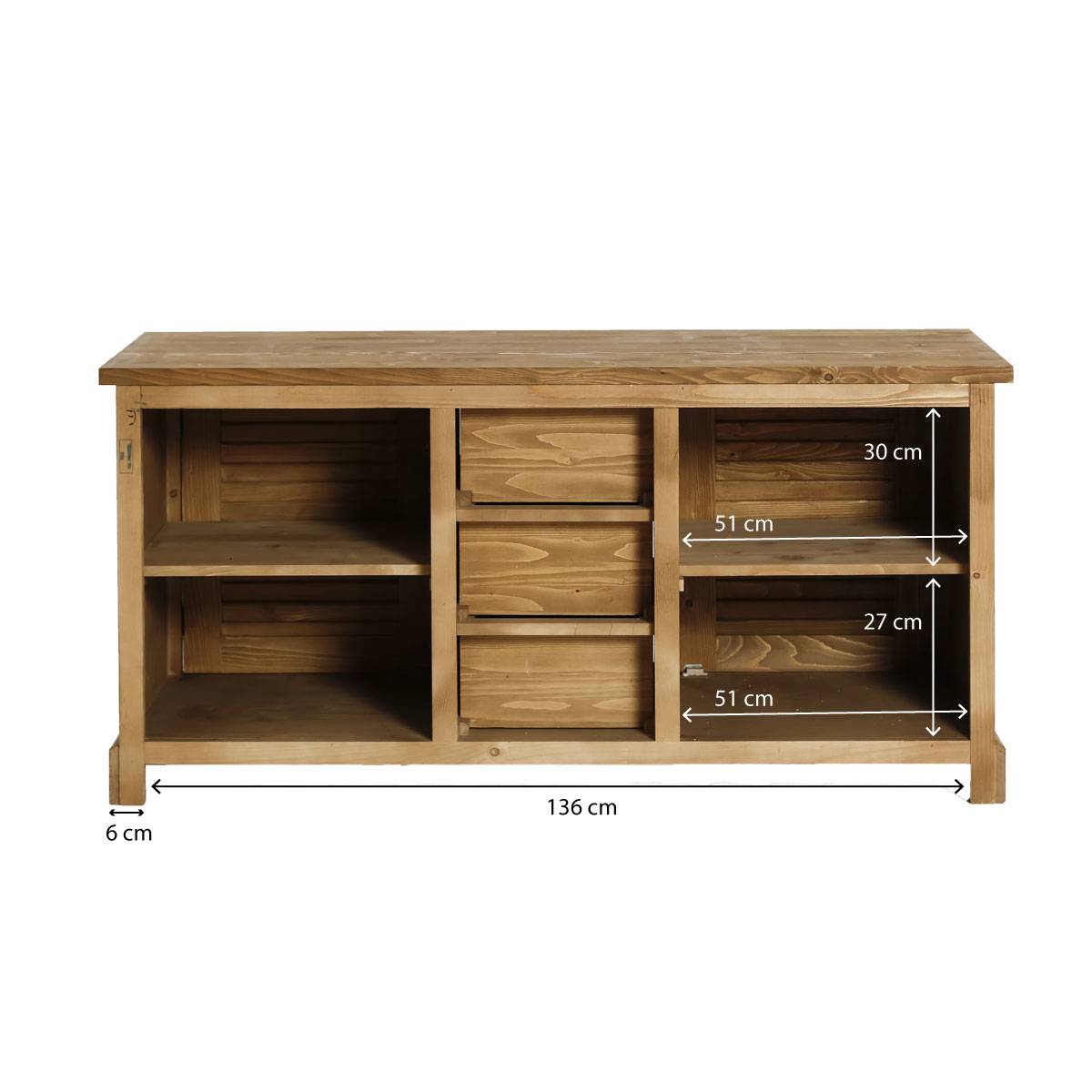 Meuble sous vasque en pin massif Manel 150 cm