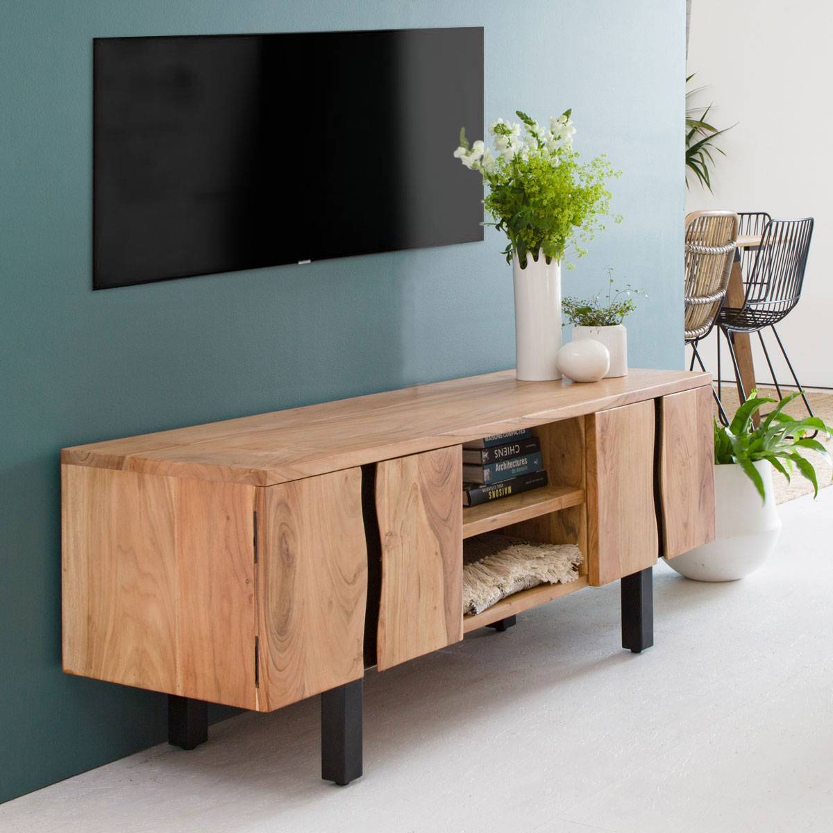 meuble tv bois métal industriel