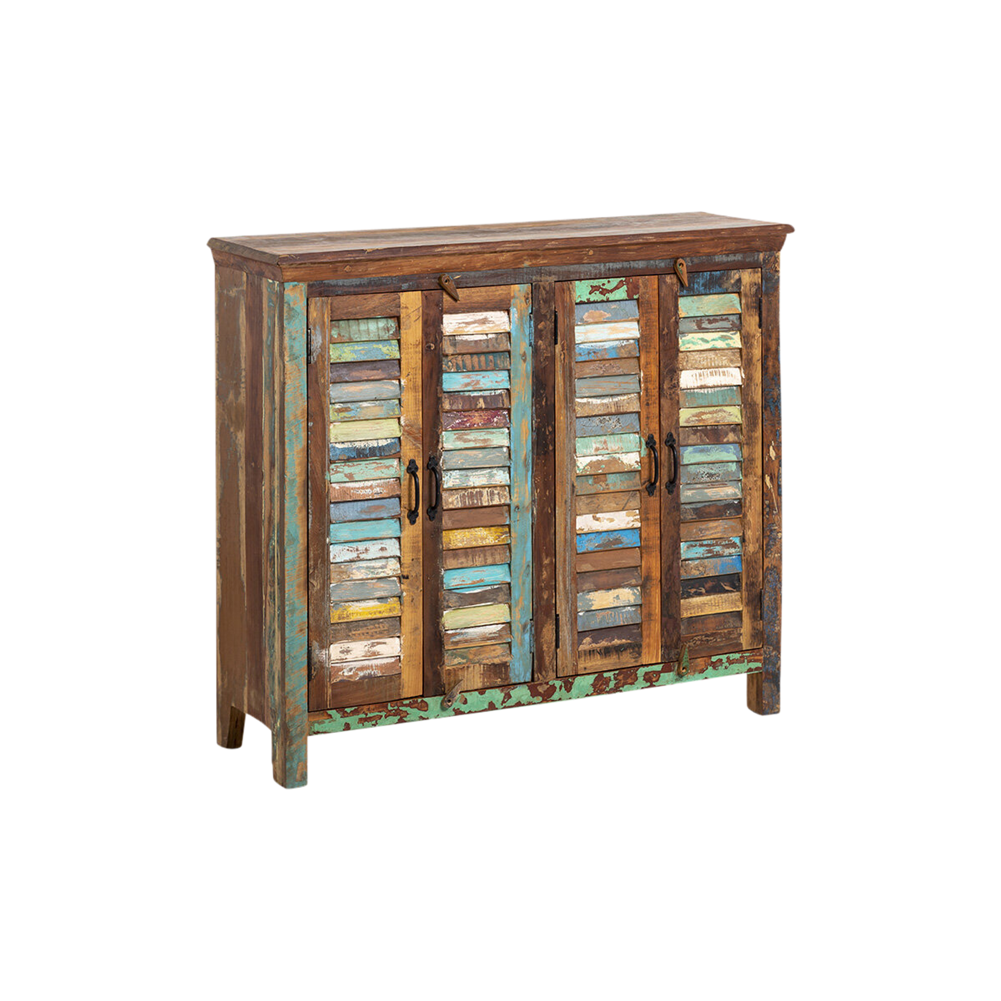 Petit buffet à lattes en bois coloré Ethnik