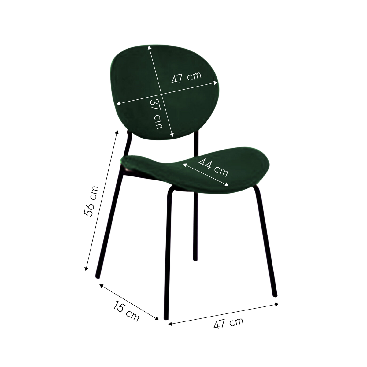 Chaise en velours vert émeraude Sohane (lot de 2)