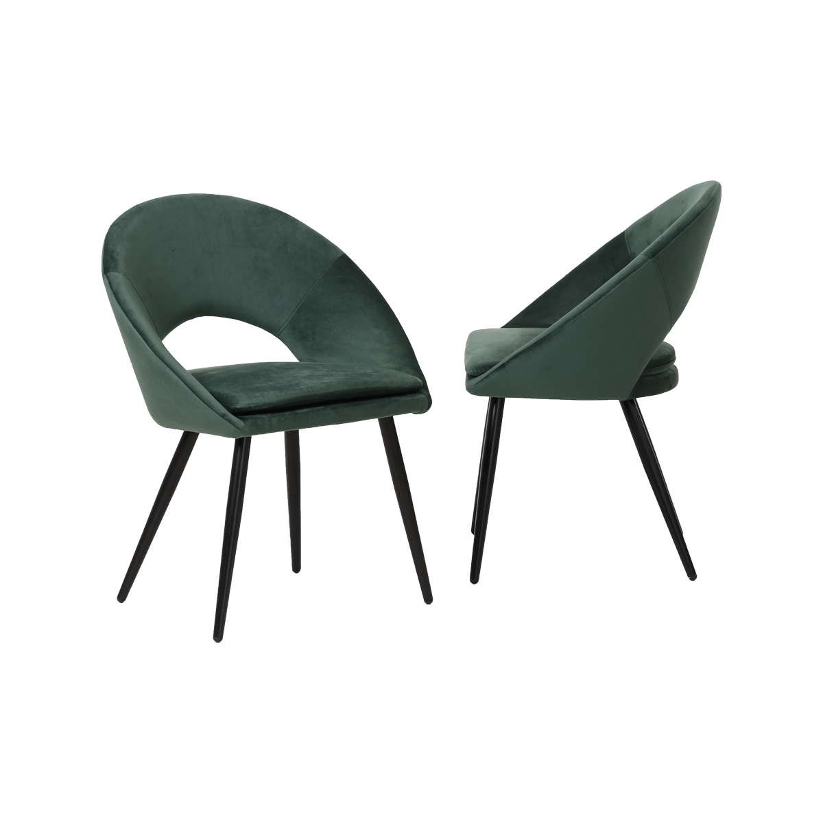 Lot de 2 chaises style fauteuil velours vert sapin - Made In Meubles