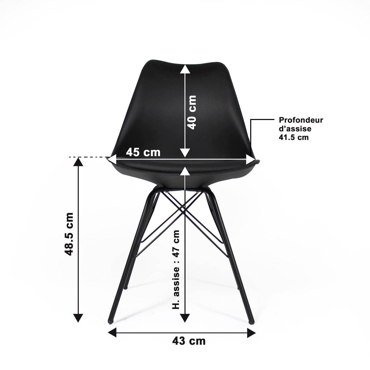chaise noire dimensions