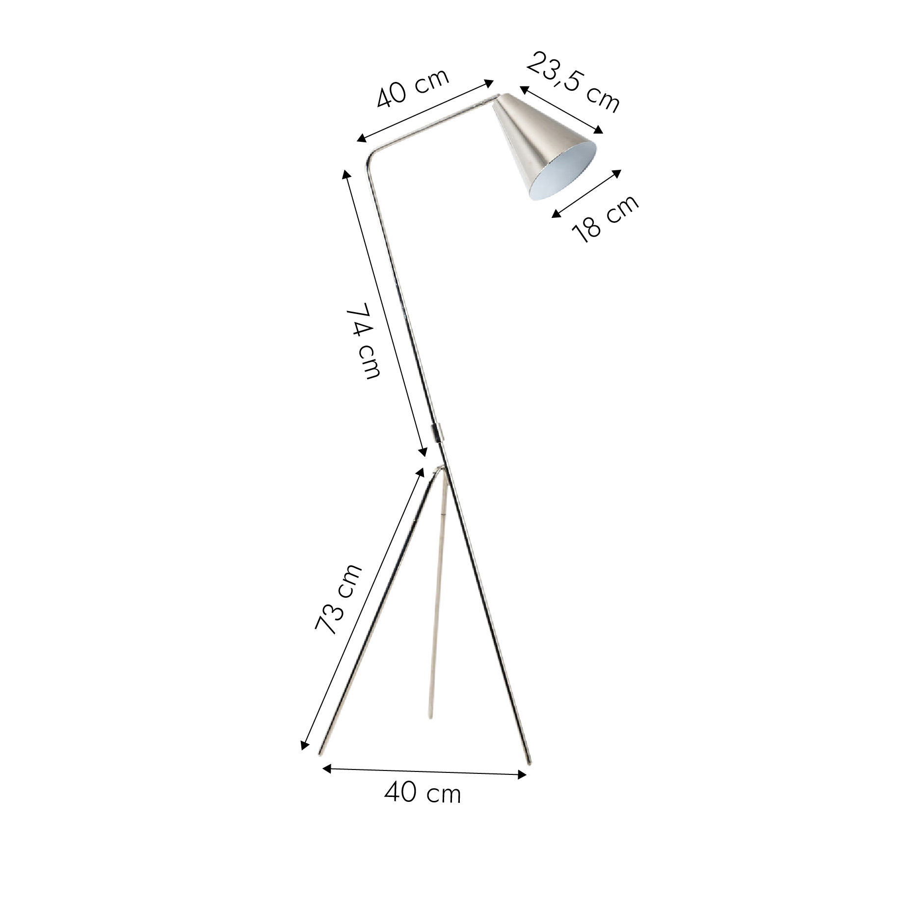 Lampe sur pied design trépied en métal gris - Made in Meubles