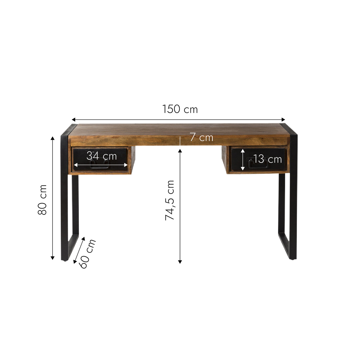 Bureau en bois d'acacia Havana