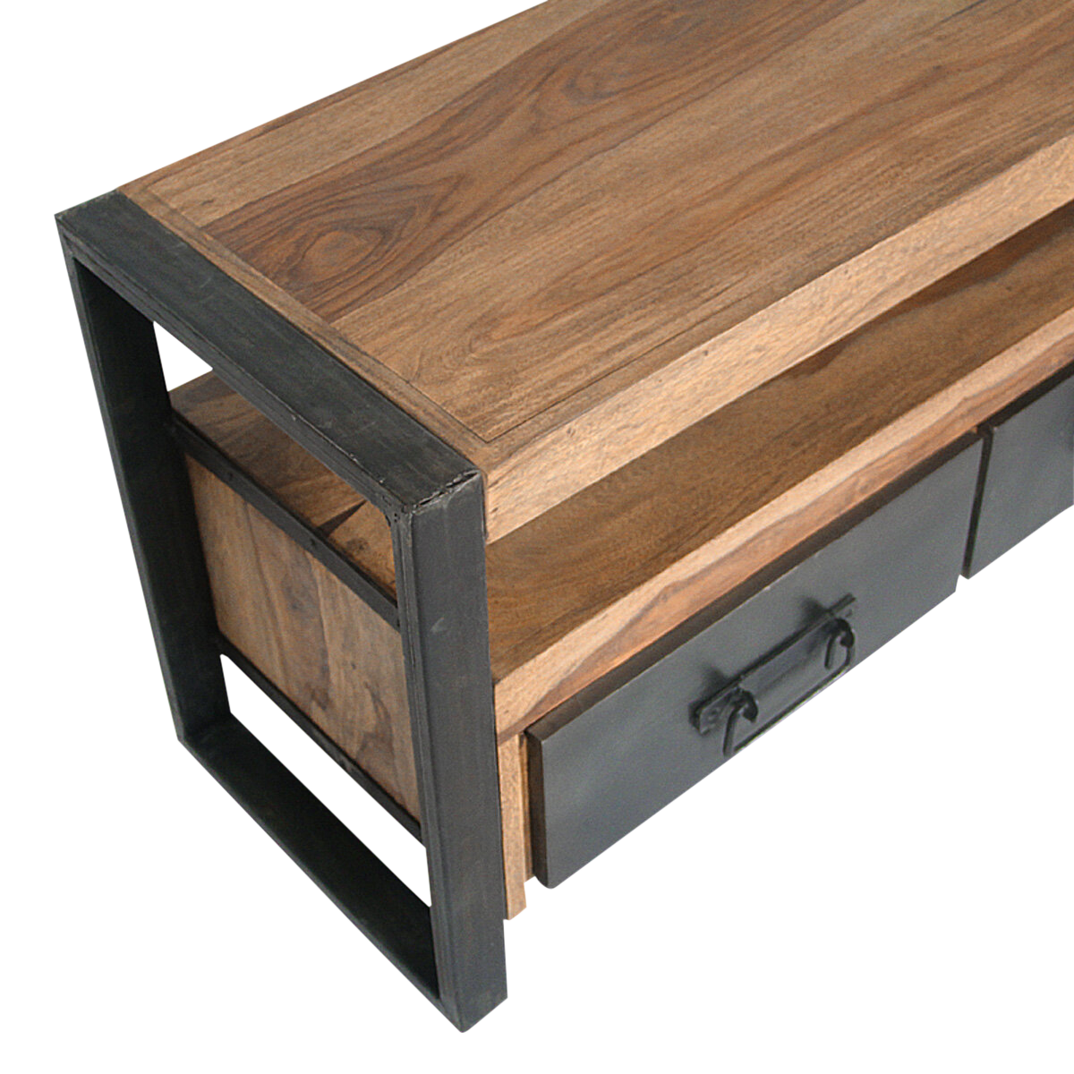 meuble tv style industriel bois foncé