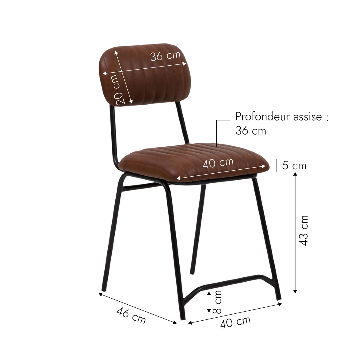 Chaise en cuir marron Dinner (lot de 2)
