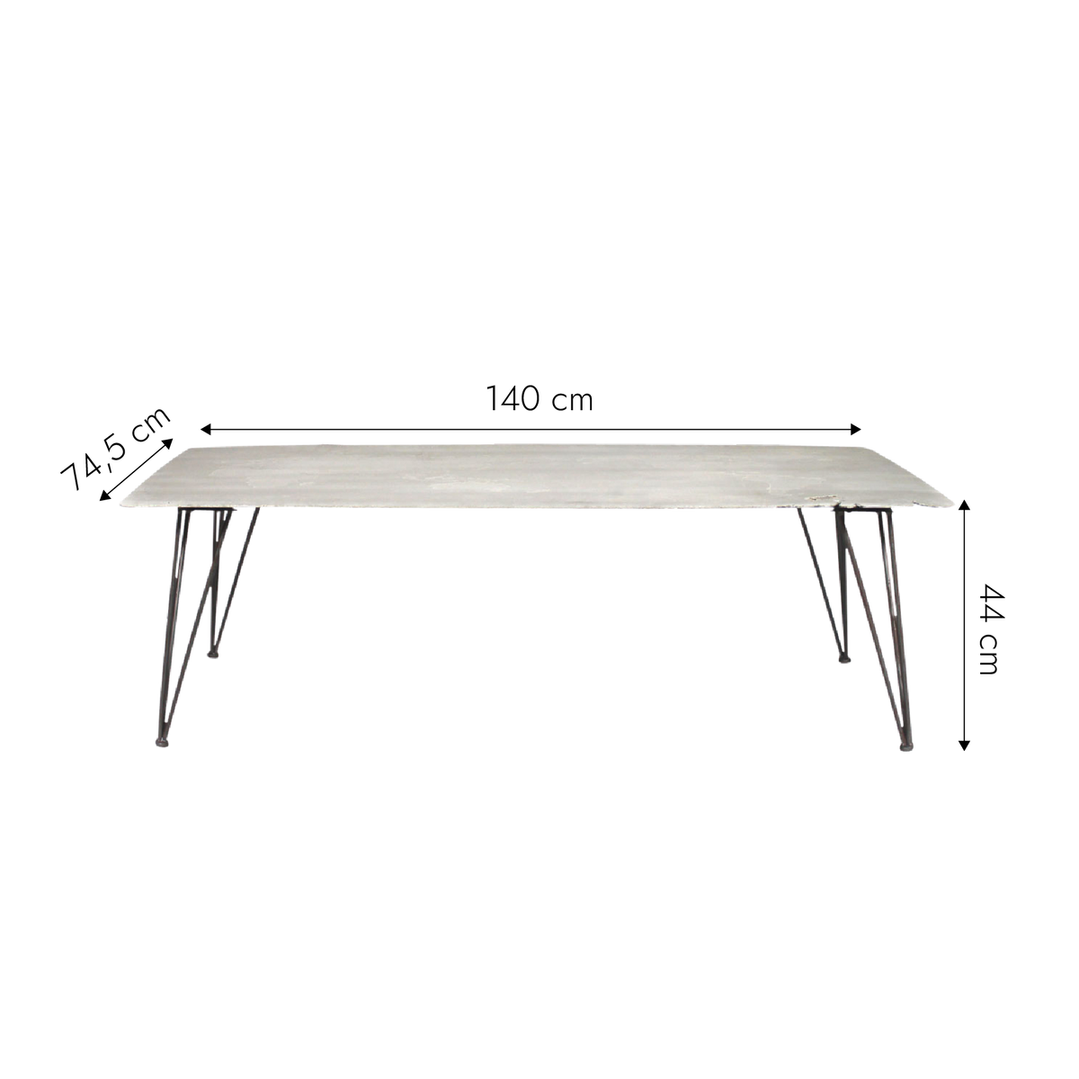 Table basse en ciment et métal Grey