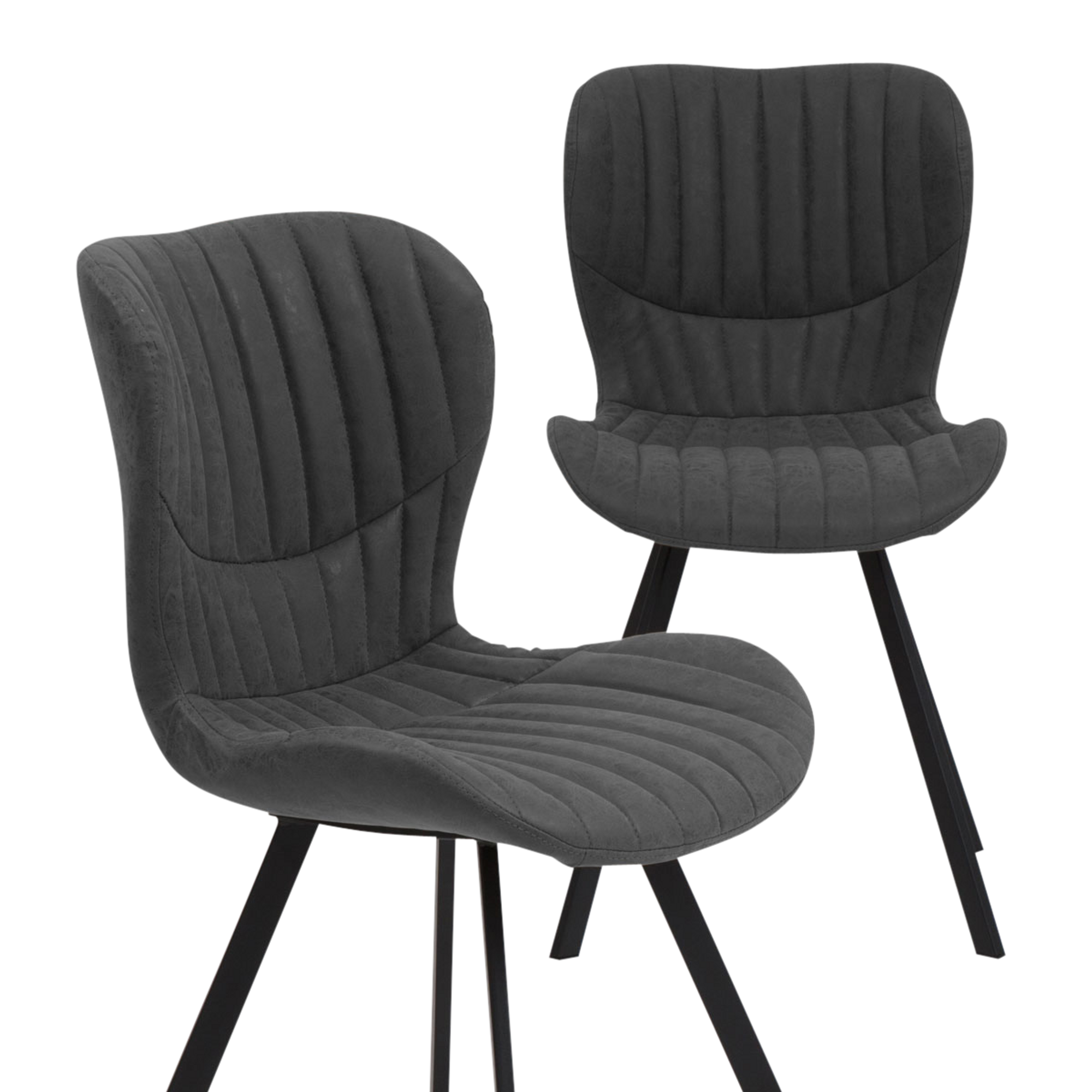 Chaise design noire pieds compas en métal Malo (lot de 2)