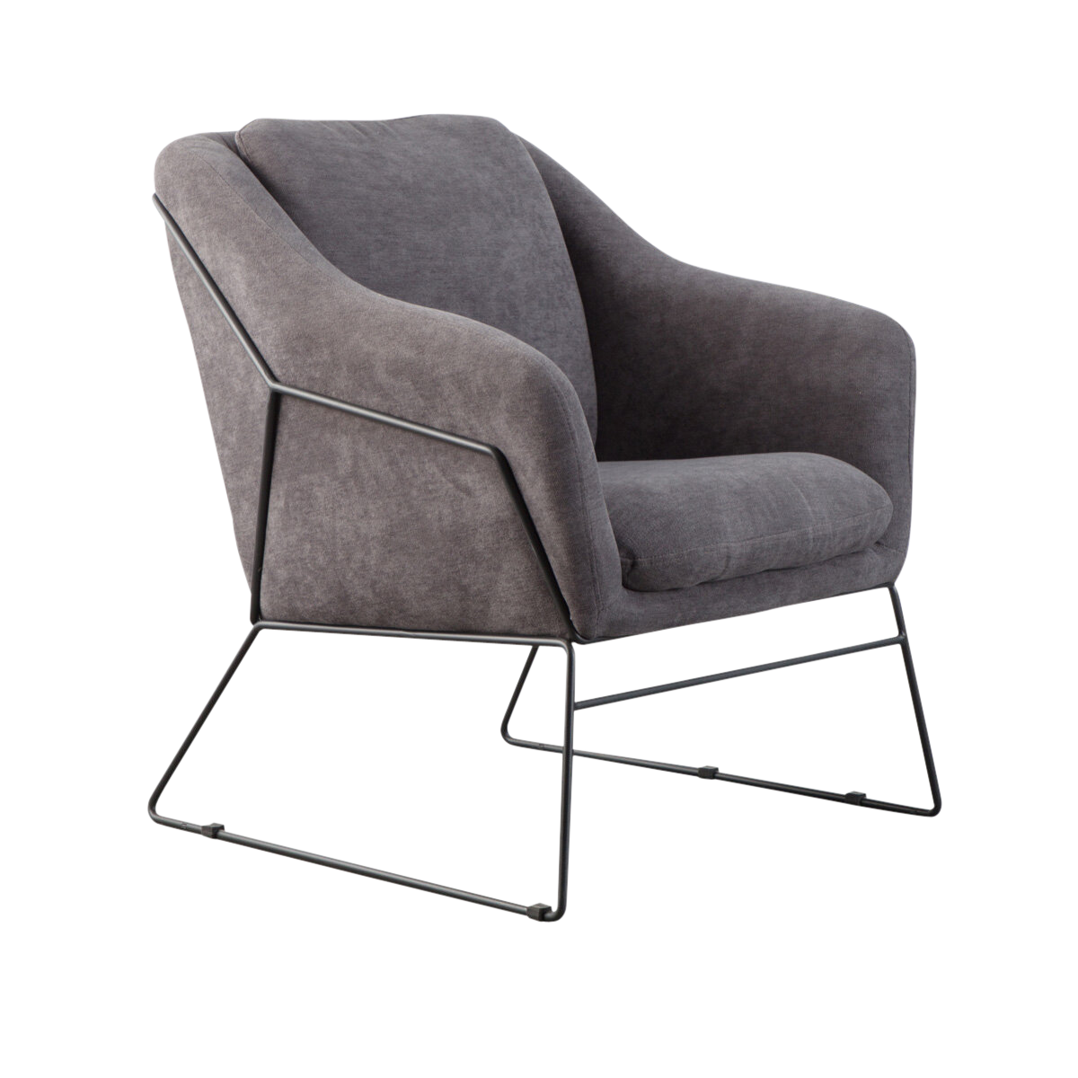 fauteuil design gris foncé pied noir
