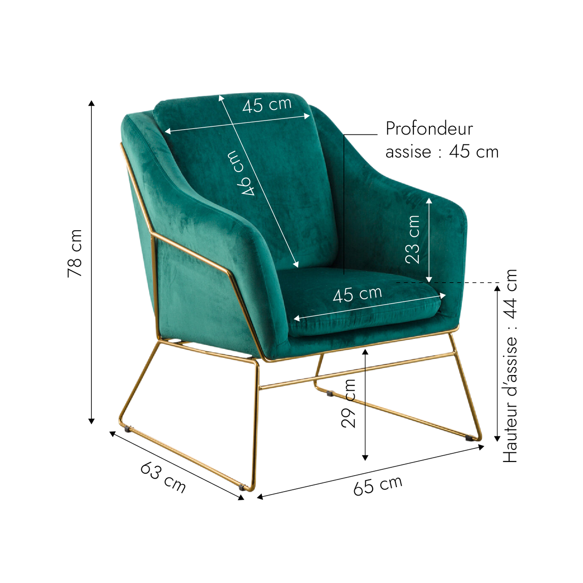 Fauteuil en velours vert Liam