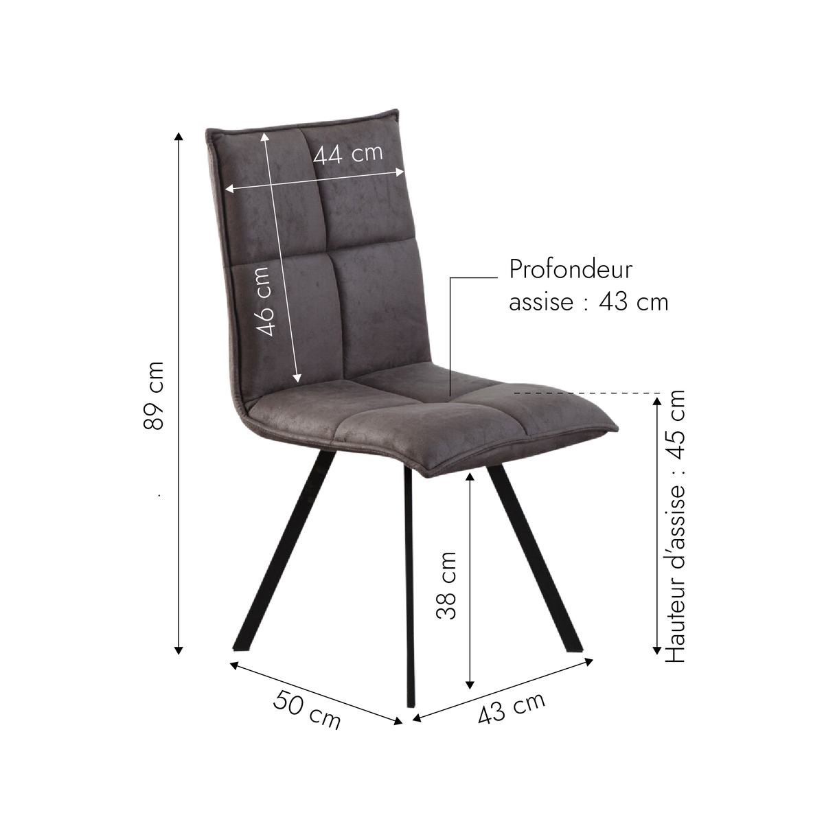 Chaise en polyester noir Nino (lot de 2)