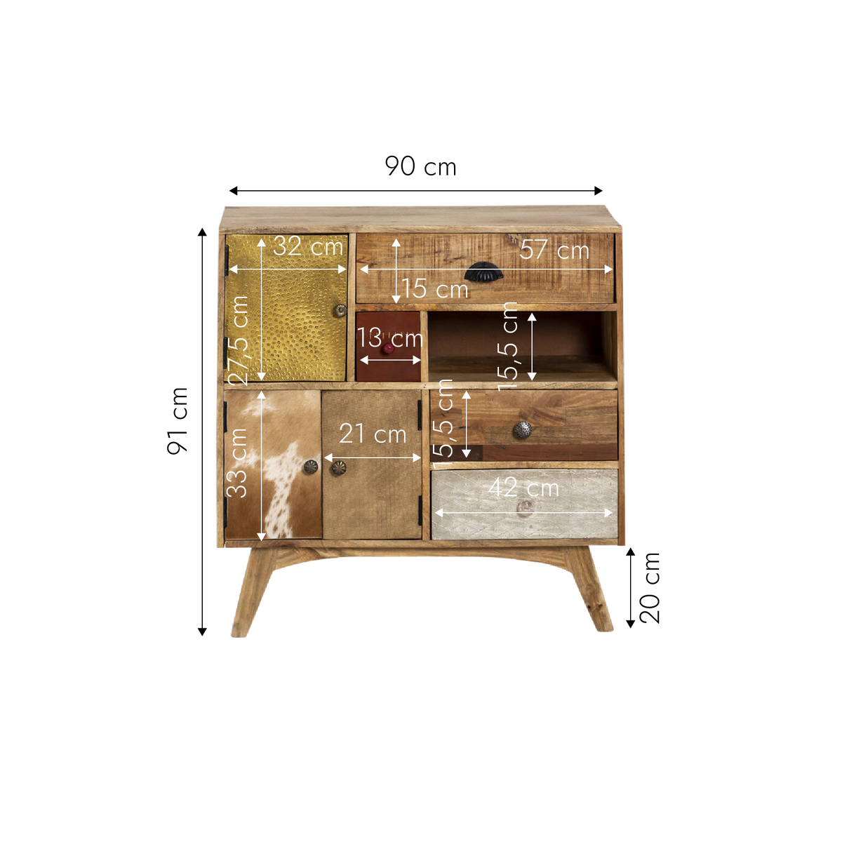 Commode patchwork en bois de manguier Samui