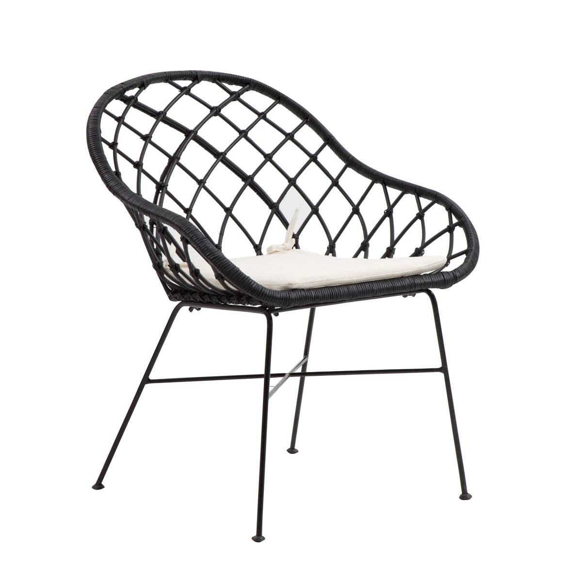 fauteuil rotin pieds métal 