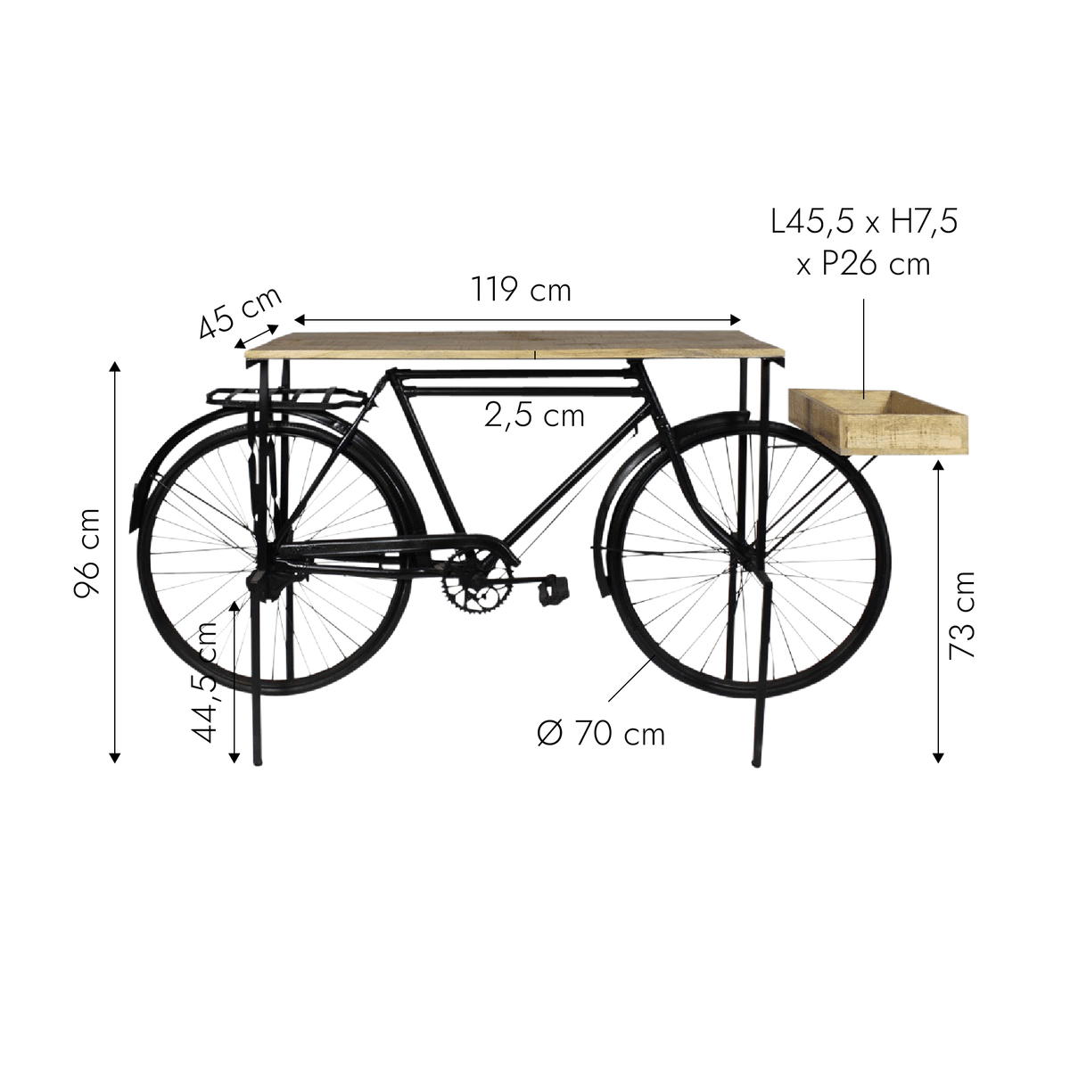 Console vélo en métal noir Tata