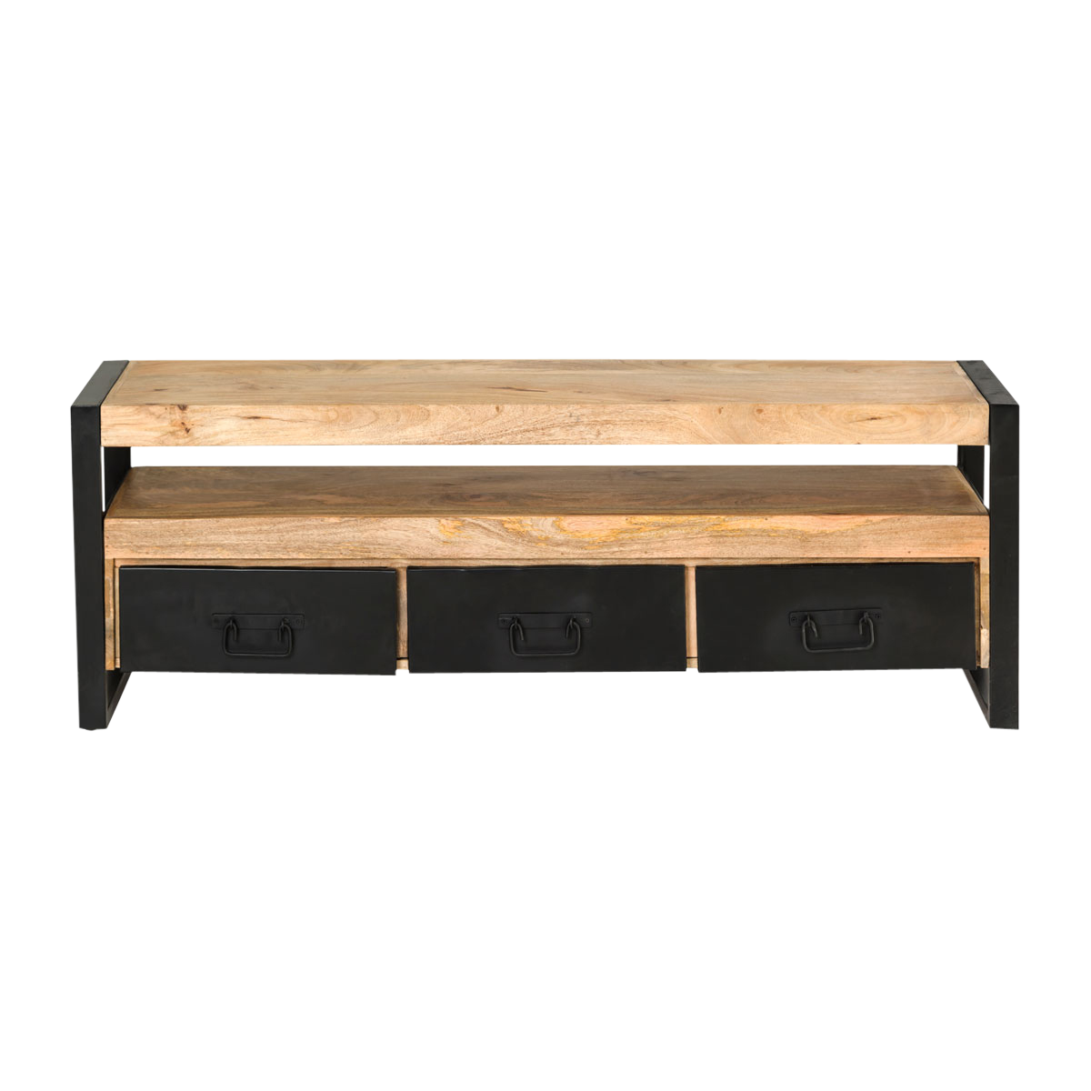 Table Basse industrielle bois et métal teinte brou de noix  Table basse  industrielle, Meuble télé en palette, Table basse