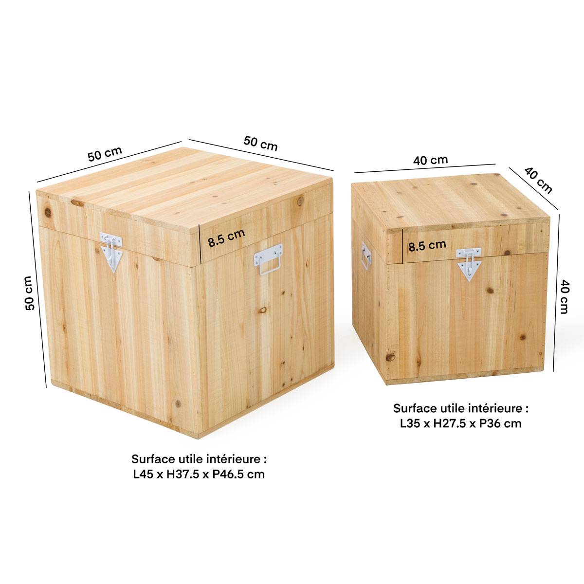 Lot de deux coffres en bois Joséphine