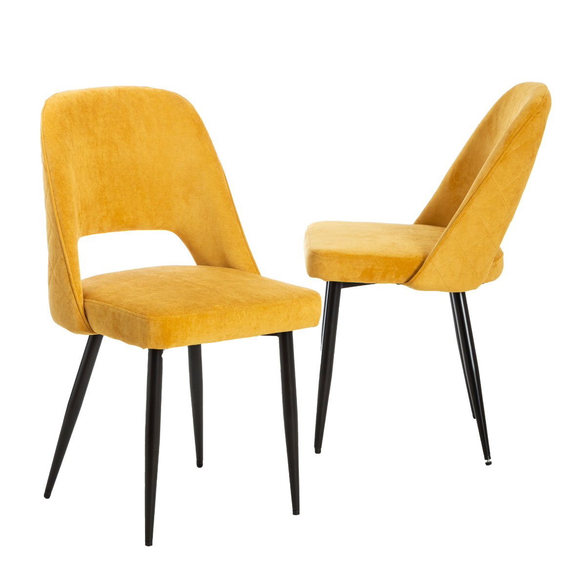Chaise en velours moutarde Rumba (lot de 2)
