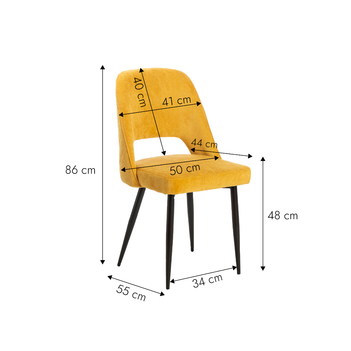 Chaise en velours moutarde Rumba (lot de 2)